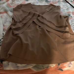 Chic Brown Sheer V-Neck Blouse